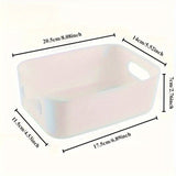 10pcs Cestas de Almacenamiento de Plástico Blanco con Asas - Cajas Organizadoras Rectangulares Versátiles para Armarios de Cocina, Baño y Despensa - Ideales para Especias, Snacks y Esenciales, Cestas de Estante