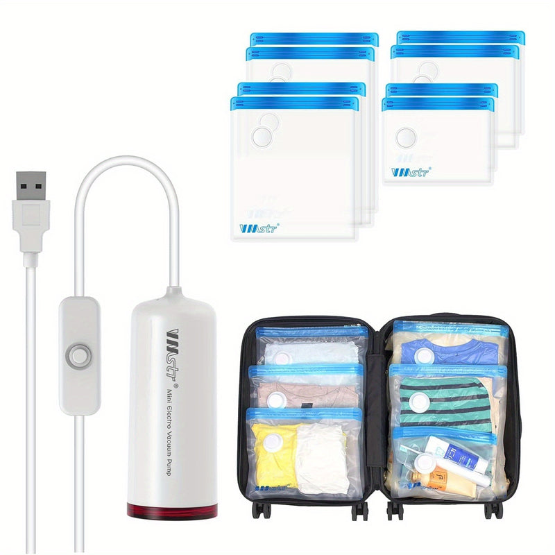 1 pieza, mini aspirador eléctrico de viaje, bomba de vacío, con enchufe USB, para bolsas de comida con cremallera, adecuado para viajes, vacaciones, cocina, y otros tipos de sellado y conservación de objetos, que pueden extender la vida útil de los alime