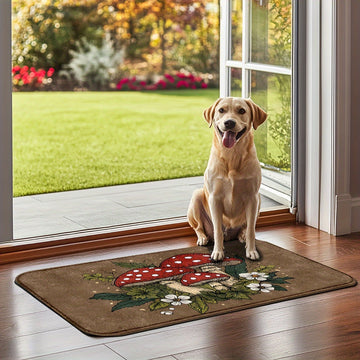 Patrón de hongos de primavera, Bienvenido, 1pc/2pcs Alfombrilla de entrada, Adecuado para entradas al aire libre, pasillos, cocinas, cuartos de lavandería, dormitorios, regalos de Navidad, decoraciones de Navidad, regalos de Año Nuevo, decoración de hoga