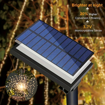 Paquete de 1, Luces Solares Colgantes LED para Exteriores con Fuegos Artificiales, Luces Esféricas de Estallido de Estrellas Brillantes LED, Impermeables IP65 con 8 Modos y Cable de Cobre para Patio, Sombrilla, Alero, Jardín, Árbol, Tienda, Decoración Na
