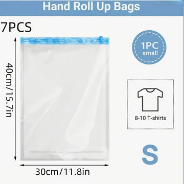 7 piezas: Bolsas de compresión para ahorrar espacio, sin necesidad de aspiradora o bomba, ideal para viajeros frecuentes, diseño para enrollar a mano, fácil de usar, bolsa de almacenamiento que cabe perfectamente en tu mochila, organización con separació
