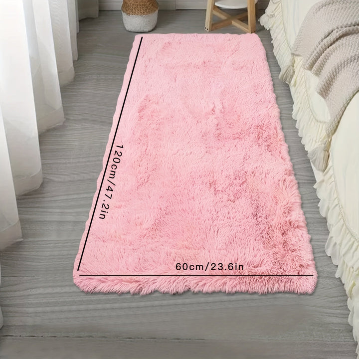 1 pieza, alfombra de felpa gruesa rosa, 100% poliéster, antideslizante, lavable a máquina, hecha a máquina, para decoración de dormitorio, oficina o habitación