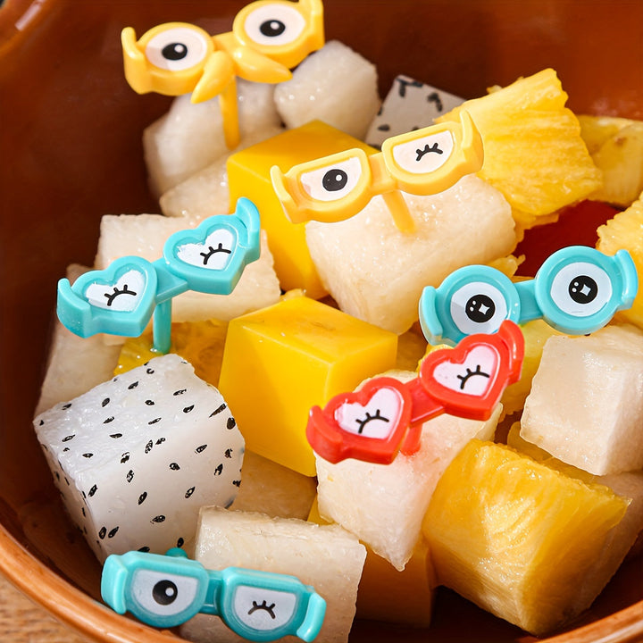 Juego de 8 tenedores desechables de frutas con diseño de caricatura, material ABS, ideal para uso en el hogar