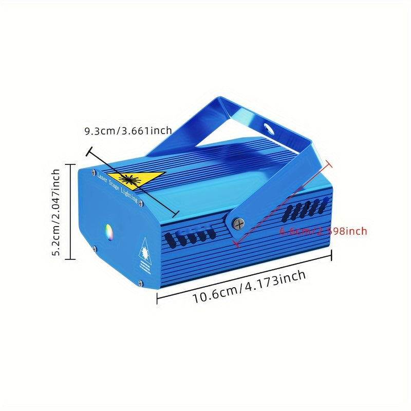 Proyector de disco azul mini MSLITELY con luces láser parpadeantes controladas por voz, cable de alimentación USB de 3,28 pies - Ideal para fiestas de cumpleaños, bodas, bares, KTVs, reuniones familiares, Halloween, Navidad (sin control remoto incluido),
