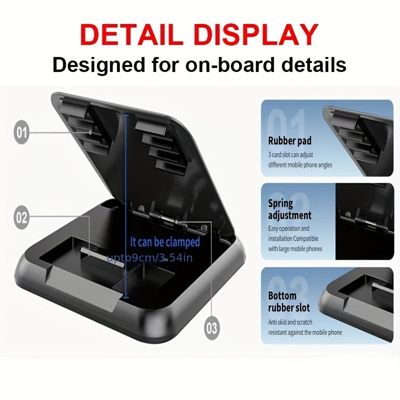 Soporte para teléfono de coche con tablero de material ABS, soporte ajustable con almohadilla antideslizante para la navegación de dispositivos móviles