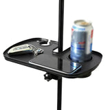 Bandeja Ajustable para Micrófono con Portavasos - ABS Negro Duradero, Ideal para Transmisiones en Vivo, Karaoke, Grabación - Diseño de Sujeción para Partituras, Púas y Accesorios