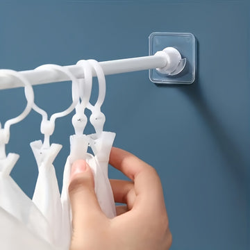 2/8/10 piezas de soporte adhesivo para varilla telescópica, ganchos de pared sin perforación, soporte fijo para barras cruzadas, para uso doméstico