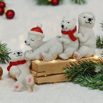 1 pza. Figura de resina de oso polar, decoración temática de temporada para diferentes tipos de habitaciones, ideal para Navidad, Halloween, exhibición en interiores y exteriores, no requiere electricidad