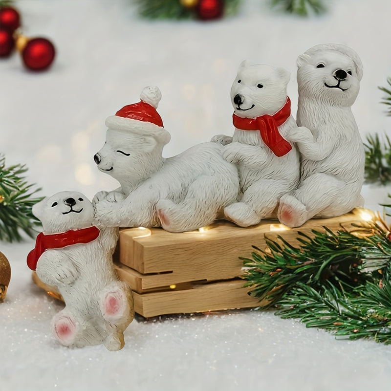 1 pza. Figura de resina de oso polar, decoración temática de temporada para diferentes tipos de habitaciones, ideal para Navidad, Halloween, exhibición en interiores y exteriores, no requiere electricidad