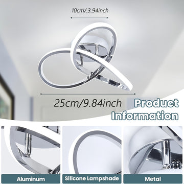 1pc, Lujo de Aluminio Led Luz de Techo, 3 Brillo Ajustable, Perfecto para Restaurante, Hotel, Centro Comercial, Oficina, Cafetería, Gimnasios, Moderno LED Luz de Techo, Led Escalera Luz de Techo Accesorios, Diseño Curvo Luces de Techo para Pasillo Baño C