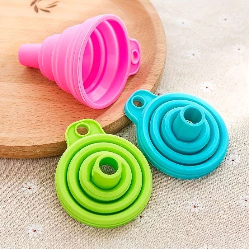 1pc Embudo de Silicona Plegable Divertido, Filtro Portátil Multi-Functional Mini Cocina Extendible, Material de Plástico, con Herramienta de Dosificación de Líquidos para Cereal, Pasta, Arroz, Tamizado de Arena