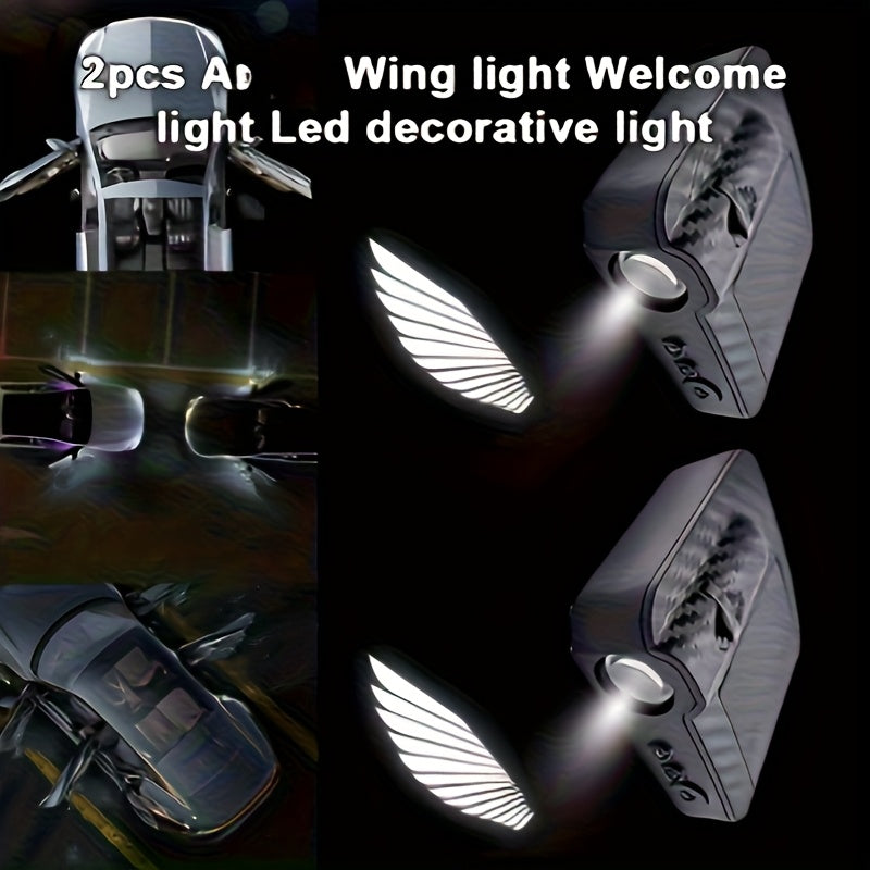 2 luces de bienvenida para auto, sin cables, estilo fibra de carbono, con sensor infrarrojo, proyectores de logo para iluminación del piso, luces ambientales, modernas y prácticas, decora tu auto