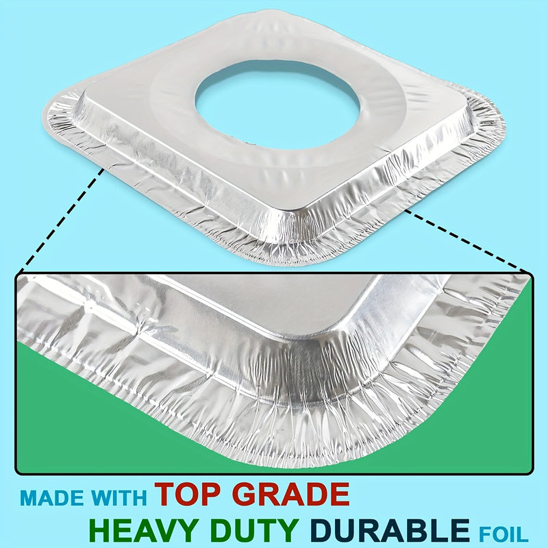 10/30/50pcs Cubierta Cuadrada para Quemador de Estufa, Tapa Cuadrada para Cocina, Protector Antigrasa para Estufa de Gas, Anillo de Aluminio Engrosado, Limpieza de Encimera de Cocina, Adecuado para Uso Doméstico, en la Cocina y Restaurante