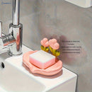 Porta Jabón Ovalado de Plástico con Diseño Floral, Autoescorregable, Apto para las Cuatro Estaciones, Accesorio Encantador para Baño y Cocina Familiar