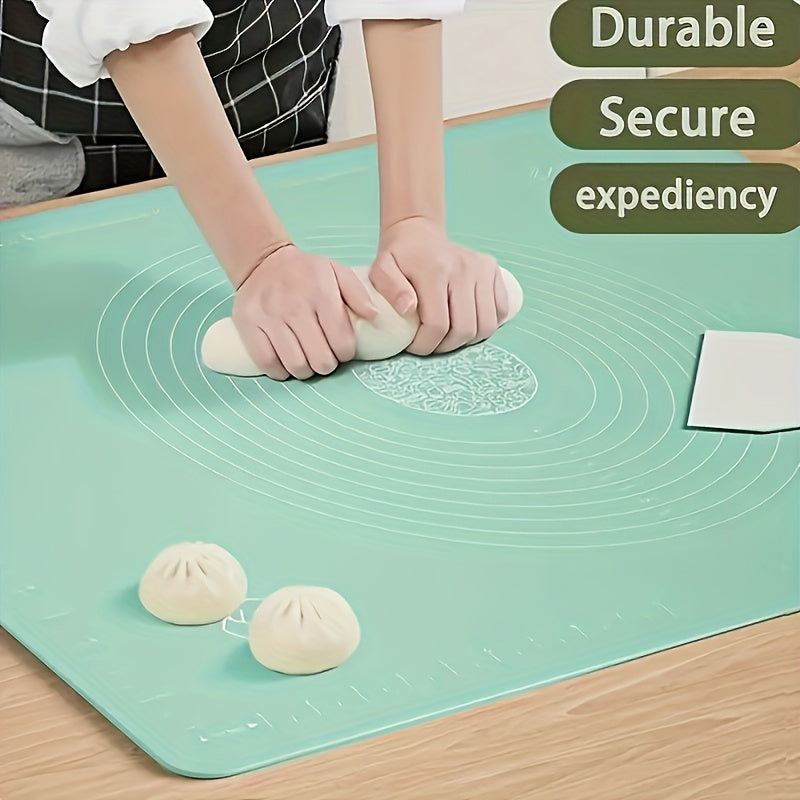 Estera de amasado de silicona extra gruesa - 1 pieza, almohadilla antiadherente para amasar con medidas, superficie antibacteriana antideslizante para hornear pizza, masa de pastel, equipo de servicio de alimentos sin carga - 50.04cm x 39.88cm