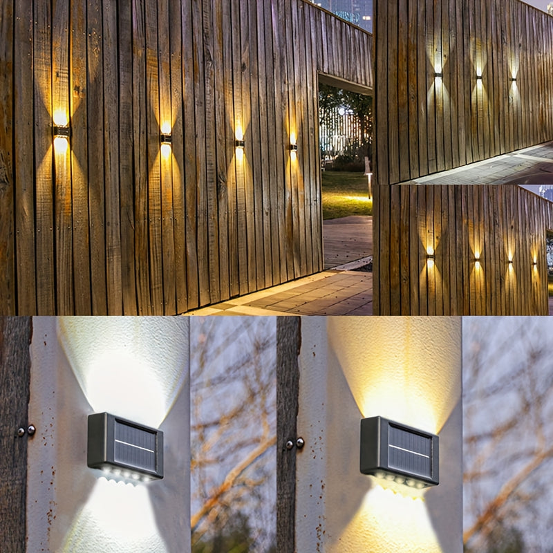 Luces de Pared Solares Nórdicas con Viento, Actualización de 6 LED a 10 LED, Iluminación Exterior Luz Blanca Cálida para Patio y Villa, Luces Decorativas Fáciles de Instalar en Jardín, Porche, Cerca y Terraza