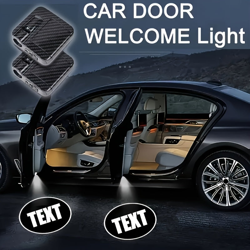 2 piezas de luces de bienvenida para puertas de coche LED - Diseño texturizado negro, alimentado por batería, fácil instalación, se adapta a la mayoría de los coches, SUV, furgonetas, proyectores, para for CHEVROLET, para for DODGE, para for NISSAN, para