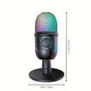 Micrófono de condensador USB universal para computadora, con base, iluminación RGB, reducción de ruido, chip avanzado, plug and play, ideal para juegos, canto, transmisiones en vivo, videoconferencias y podcasting