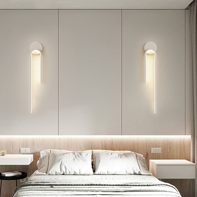 2 piezas de Lámpara LED Blanca Simple para Pared, Artesanía en Metal Pulido, Accesorios de Iluminación Semi-empotrados, Adecuado para Sala de Estar, Comedor, Tocador, Dormitorio