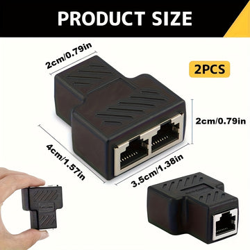 Divisor de Ethernet RJ45 2/4, adaptador de puerto masculino 1 a 2, compatible con cable Cat5/Cat6, permite que dos computadoras se conecten simultáneamente, adaptador de expansión de red