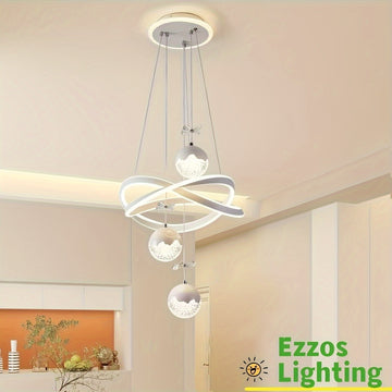 Luminaria de techo LED moderna - Luz de techo LED ajustable de 3 colores con detalles de cristal, marco de metal, hardware fácil de usar para la instalación, adecuado para el comedor, apartamento o bar.