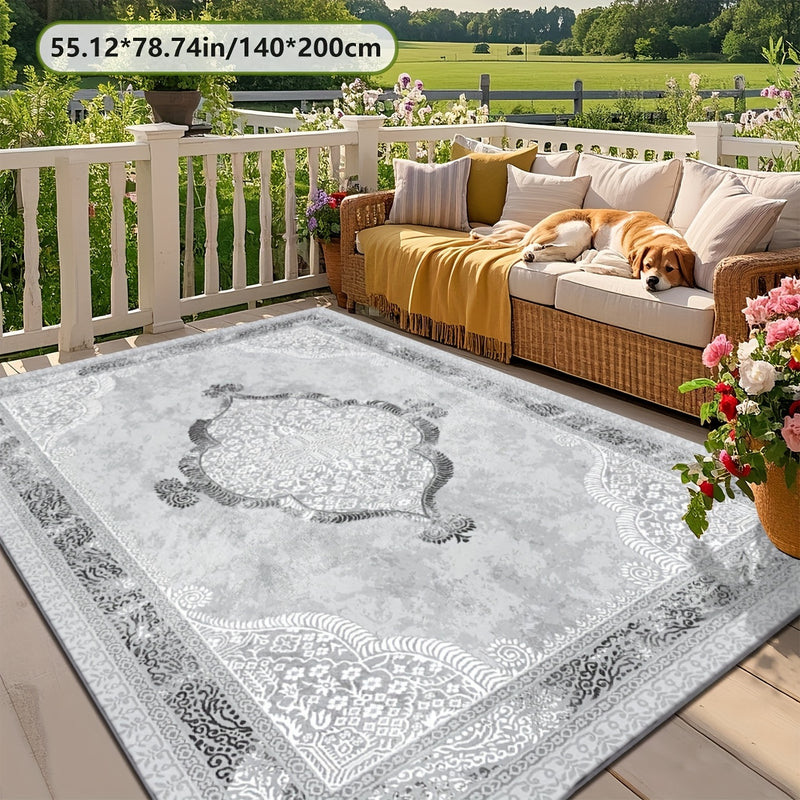 ZULIDA Alfombra de patrón floral gris claro - Lavar en máquina, varios tamaños disponibles, cómoda y elegante para sala de estar, dormitorio o espacios al aire libre, forma rectangular, fibra de poliéster, alfombras para sala de estar