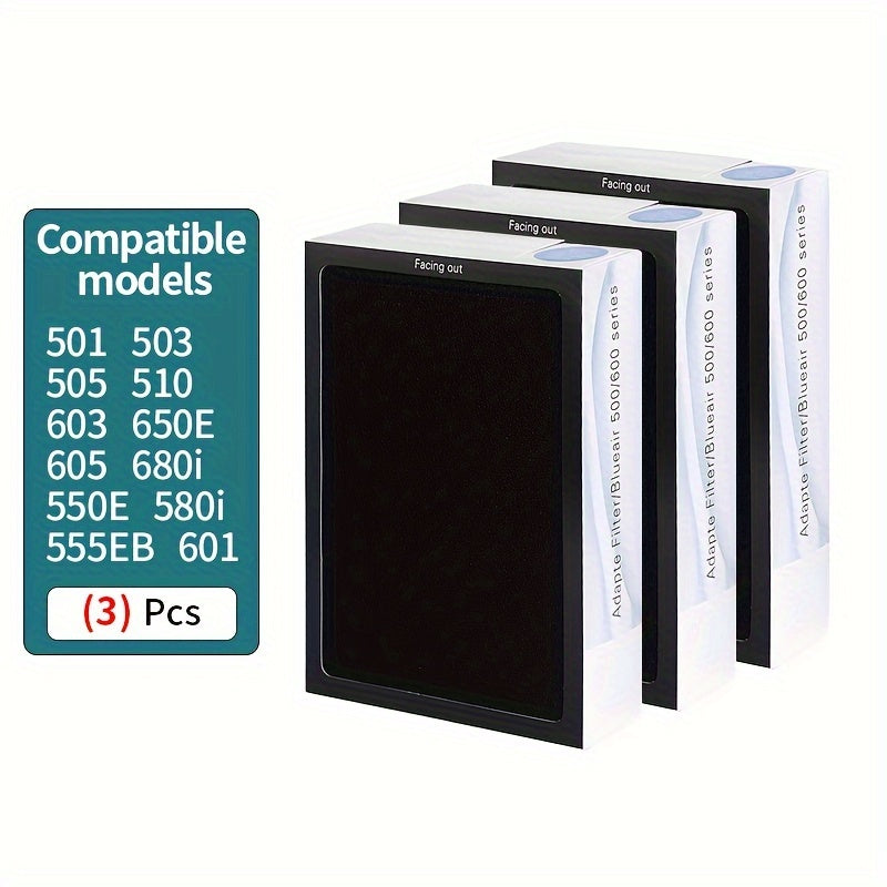 1 Conjunto De 3 Filtros De Repuesto True HEPA Compatibles Con Blueair 500/600 Smokestop Classic 503 505 603 650E 550E 501 510 555EB 601 605 580i 680i, Filtración De 3 Etapas De Alta Eficiencia Con Carbón