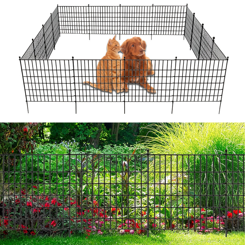 Conjunto de Cerca de Jardín Fácil de Instalar Sin Cavar - 5/10/15piezas, Paneles de Malla de Metal Alto para Decoración al Aire Libre, Barrera para Animáles y Bordéo de Jardín, Ideal para Navidad