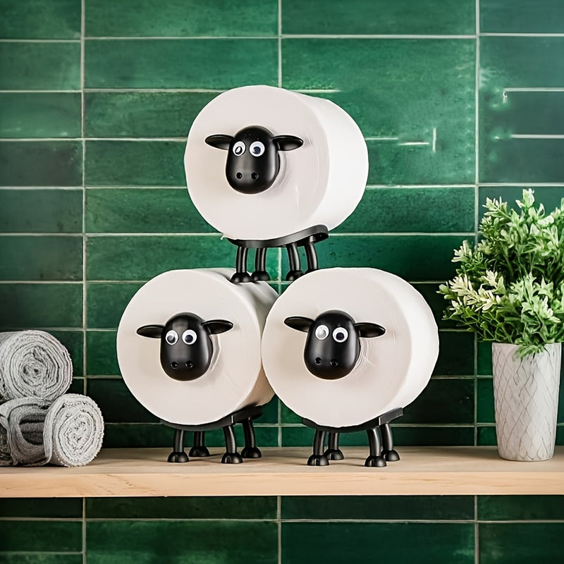 Soporte de papel higiénico en forma de animal adorable, sobre el tanque, autosoportado, de plástico, con soporte de toalla de papel para decoración de baño