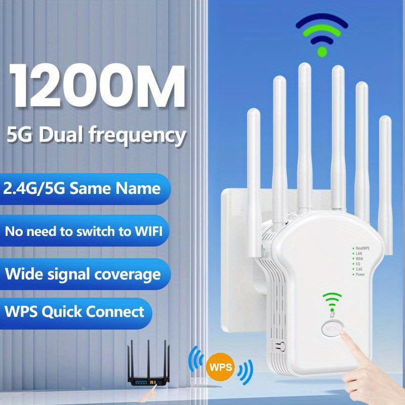 [Doble Banda WiFi Extensor 300Mbps] Extensor de WiFi de Doble Banda Ourlife de 300Mbps - Amplificador de Señal Inalámbrica para Cobertura en el Hogar - Enchufe de EEUU