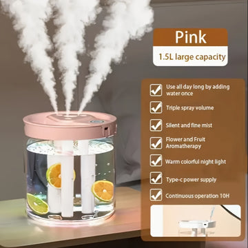Humidificador portátil, tecnología ultrasilenciosa de ondas de sonido con 3 modos de niebla ajustables, alimentado por USB, 3 salidas de spray, ideal para dormitorio y oficina, humidificador perfecto para el hogar