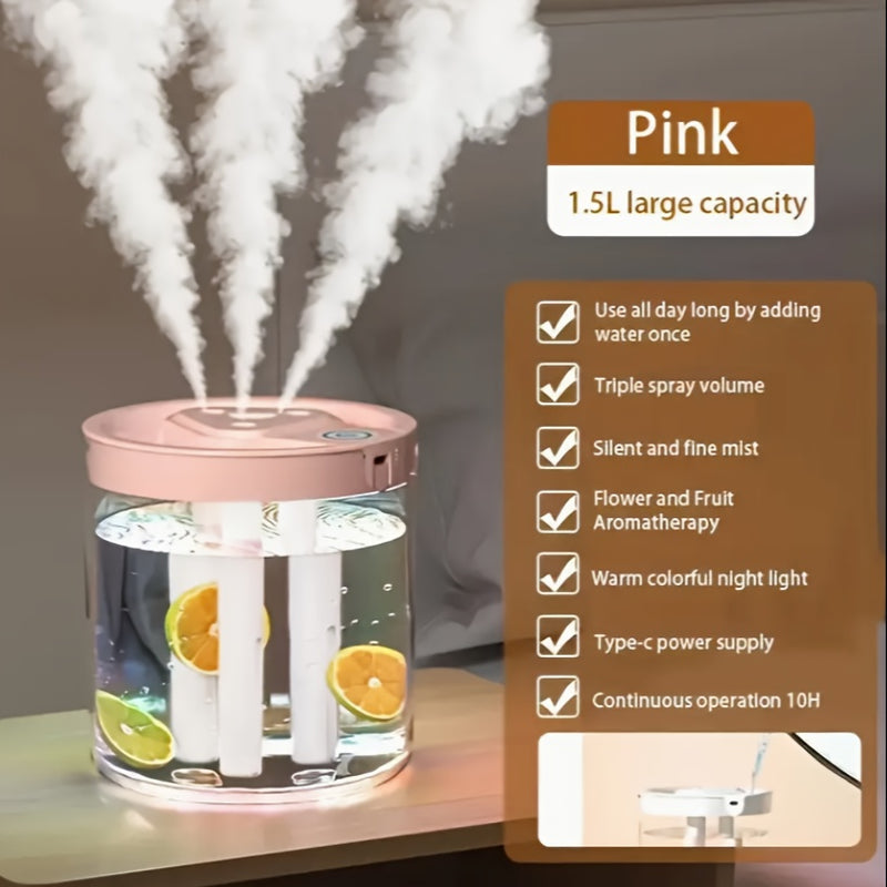 Humidificador portátil, tecnología ultrasilenciosa de ondas de sonido con 3 modos de niebla ajustables, alimentado por USB, 3 salidas de spray, ideal para dormitorio y oficina, humidificador perfecto para el hogar
