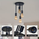 Lámpara de techo estilo industrial negra con 4 portalámparas E27, ideal para dormitorios, cocinas y pasillos, diámetro de 15 cm / 5.9 pulgadas. Verificar tamaño antes de comprar (focos no incluidos)