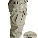 Pantalones Tácticos para Hombre - Múltiples Bolsillos de Utilidad (Correa en la Pierna/Bolsillos Laterales), Tejido Suave y Elástico, Diseño Sin Cinturón para Exteriores, Senderismo, Camping, Trabajo - Pantalones Todo en Uno, Equipo Táctico de Campamento