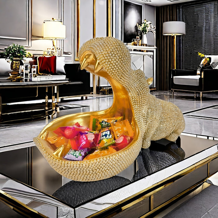 Escultura de Hipopótamo de Resina Versátil - Maceta Decorativa, Organizador de Llaves y Objetos Pequeños, Plato de Frutas para el Hogar y la Oficina
