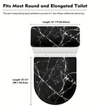 1 Juego De 2 Piezas, Tapas De Inodoro Con Diseño De Mármol De Color Negro, Decoración Elástica Para Baño, Se Adapta A La Mayoría De Los Tanques Y Tapas De Inodoro Redondos Y Alargados, Ideal Para Uso Para El Hogar Y En Autocaravanas