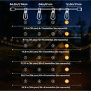 Luces de Cadena LED para Exteriores ST38 de 32.31 metros/26.21 metros/17.07 metros/12.8 metros/9.14 metros/5.49 metros - Bombillas Blancas Cálidas, Diseño Elegante, Zócalo E12, Perfectas para Patio, Jardín, Boda y Decoración Navideña, Luces de Cadena par
