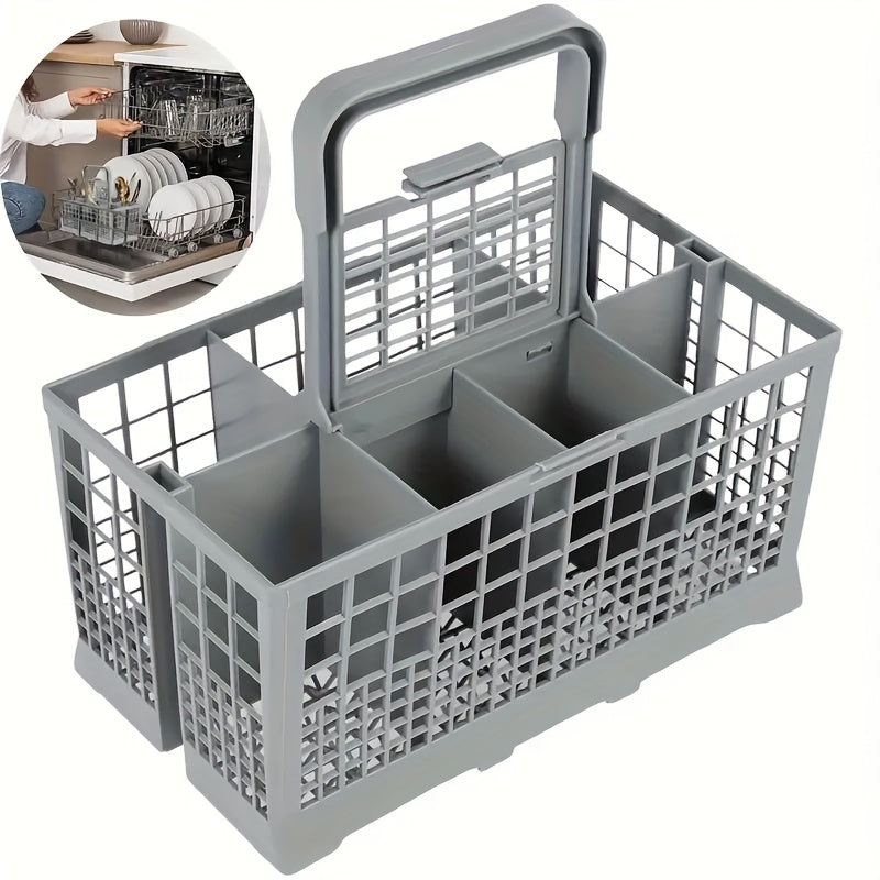 1 estante plegable para platos con cesta multifuncional para cubiertos, almacenamiento de cuchillos y tenedores, diseño que ahorra espacio, fácil de limpiar, accesorio duradero de plástico para lavavajillas - Se adapta al 99% de los lavavajillas de tamañ