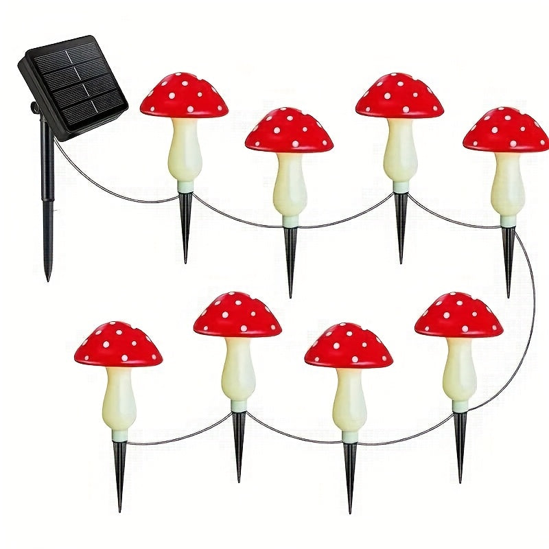 Luces solares de champiñones con puntos rojos y blancos - Decoración para jardín, luces solares para exteriores de plástico resistente con control de encendido/apagado, sin necesidad de pilas, ideales para patios, parques o jardines, diseño divertido, re