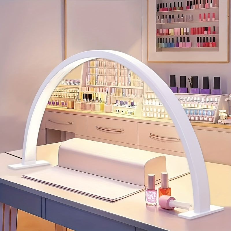 1 Lámpara LED Semircular para Uñas, Alimentación USB, Material de Aluminio, Tres Colores + Regulable Infinito, Ideal para Arte de Uñas, Extensiones de Pestañas y Cuidado con Luz, Instalación en Escritorio