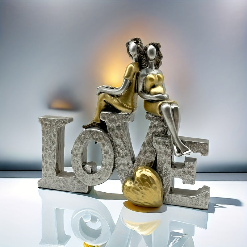 Figurita de resina de pareja con amor - Decoración romántica para el Día de San Valentín, aniversarios, bodas y más - Regalo perfecto para los seres queridos - Uso interior/exterior - No se necesita electricidad, decoraciones de amor