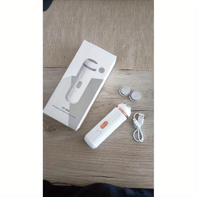 Kit profesional de eliminación eléctrica para pies suaves y lisos - Recargable por USB, herramienta de pedicura portátil con mango ergonómico y diseño compacto, regalo ideal para pies duros, agrietados, secos, cuidado de pies ligeramente beige, eliminaci