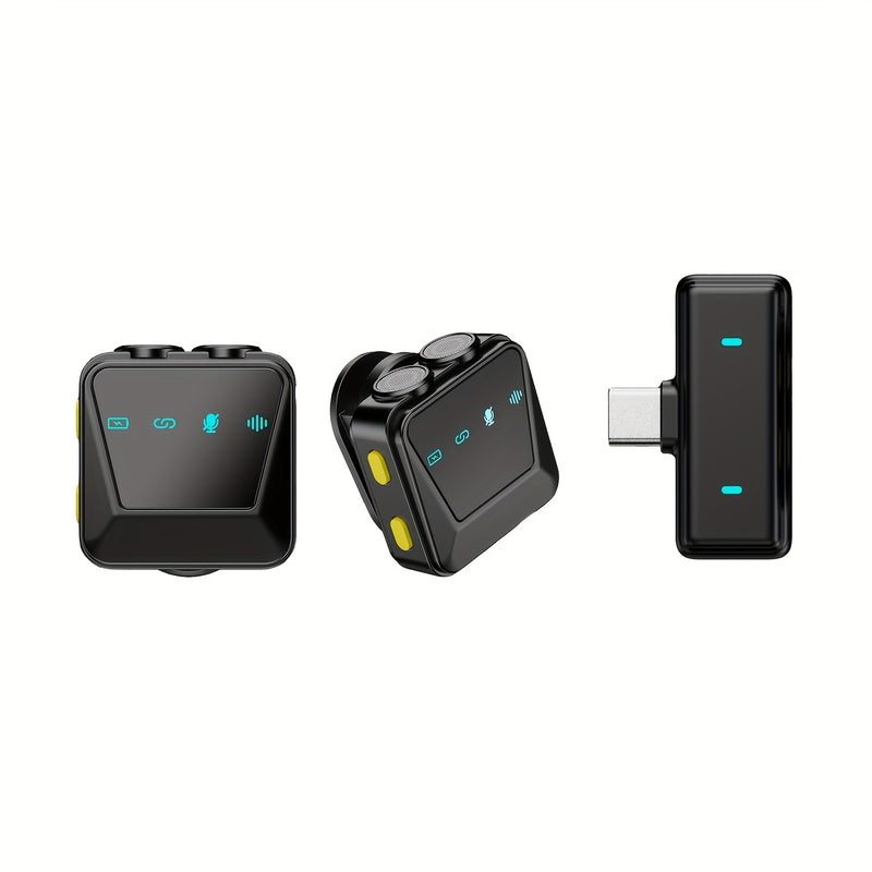 Microfono de Solapa sin varillas Plug-and-Play con Conexión USB-C - Batería Recargable, Grabación con un Solo Clic, Ideal para Videografía y Transmisiones en Vivo, Micrófono sin varillas para Cantar