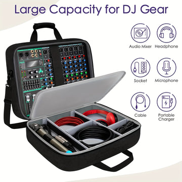 Bolsa para Mezclador DJ (Tamaño: 15.5" x 13" x 6"), Bolsa de Gran Capacidad con Relleno de 10mm, Ideal para Equipos de Grabación, Cables y Accesorios, Negra