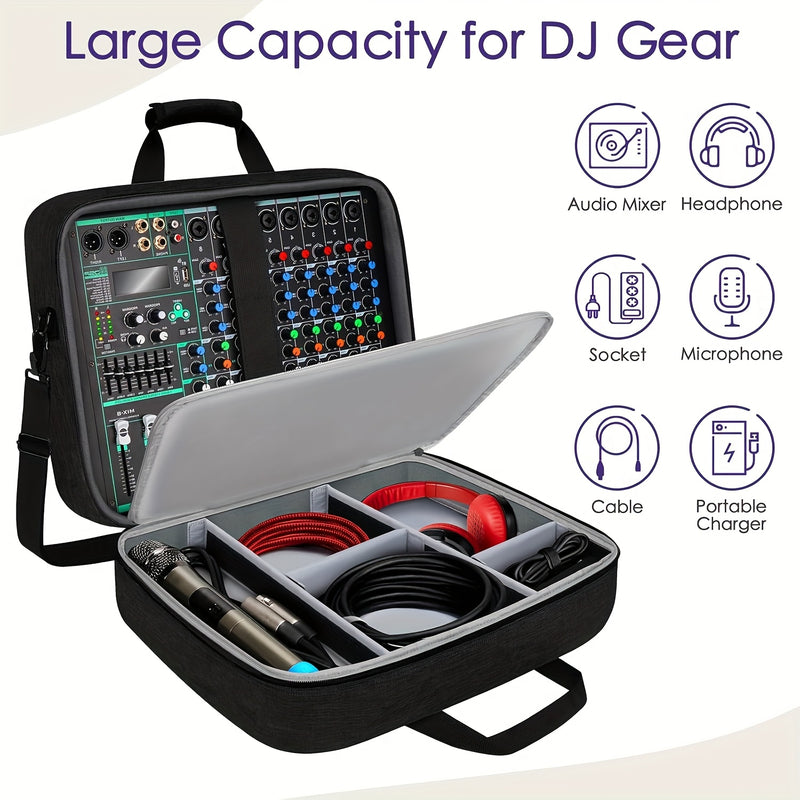 Bolsa para Mezclador DJ (Tamaño: 15.5" x 13" x 6"), Bolsa de Gran Capacidad con Relleno de 10mm, Ideal para Equipos de Grabación, Cables y Accesorios, Negra