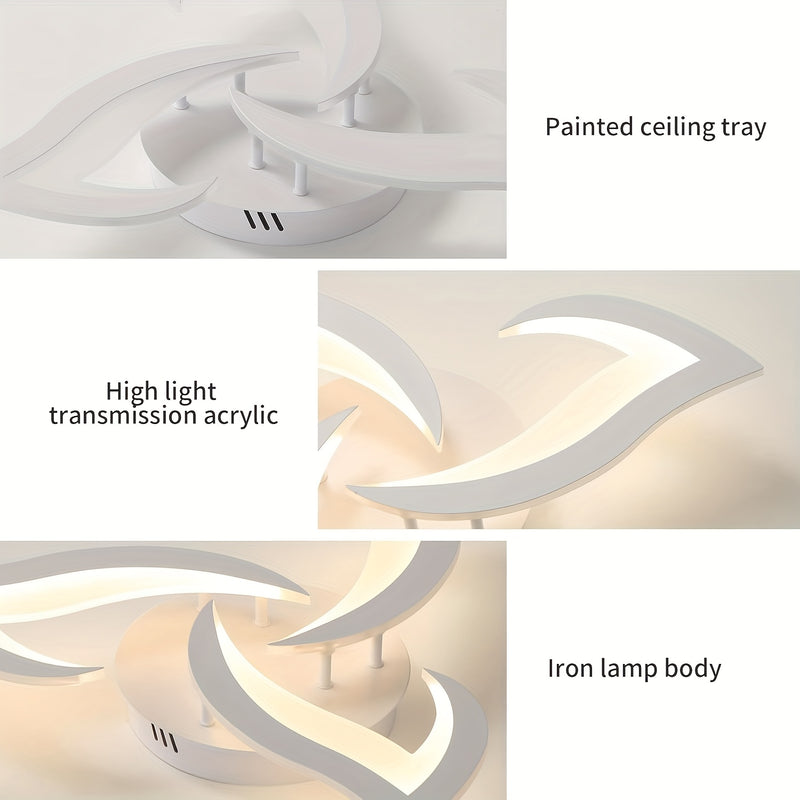 Lámpara de techo LED moderna, 1 unidad, diseño floral en blanco y negro, 3000-6000K, semiempotrada para sala, comedor, pasillo o cocina, conexión directa, 110-240V, sin baterías, fácil instalación, iluminación contemporánea | Superficie metálica, plafón
