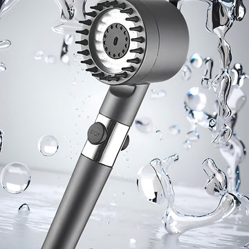Cabezal de ducha de alta presión con función de masaje - 3 modos de aspersión, 15 cartuchos de filtro, plástico ABS duradero, montaje en pared, disponible en gris y blanco, sistema de filtración para una experiencia de ducha mejorada, accesorio de ducha