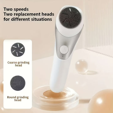Exfoliador eléctrico de pies recargable USB con cabezales dobles, portátil - Ideal para pulir piel gruesa y cuidar piel seca, fácil de usar con cabezales reemplazables para eliminar callos, kit práctico de cuidado para pies, un regalo perfecto