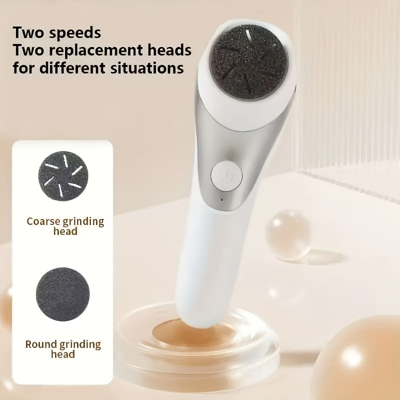 Exfoliador eléctrico de pies recargable USB con cabezales dobles, portátil - Ideal para pulir piel gruesa y cuidar piel seca, fácil de usar con cabezales reemplazables para eliminar callos, kit práctico de cuidado para pies, un regalo perfecto