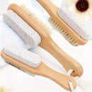 Un juego de 2 en 1 de lima de pies y cepillo con mango de madera - colgando de cuerda | Herramienta suave para masaje y eliminación de luz muerta beige, adecuada para el cuidado de los pies y el cuidado de spa, con gancho de cuerda